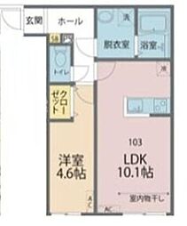 JR中央本線 西八王子駅 徒歩11分の賃貸アパート 3階1LDKの間取り