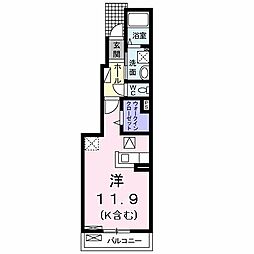 京王線 聖蹟桜ヶ丘駅 徒歩9分の賃貸アパート 1階ワンルームの間取り