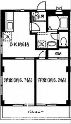 京王線 京王八王子駅 徒歩9分の賃貸マンション 1階2DKの間取り