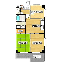 JR青梅線 小作駅 徒歩10分の賃貸マンション 1階3DKの間取り