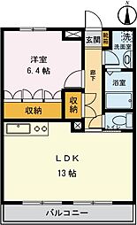 京王線 百草園駅 徒歩8分の賃貸マンション 1階1LDKの間取り