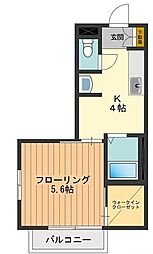 JR横浜線 片倉駅 徒歩1分の賃貸アパート 2階1Kの間取り
