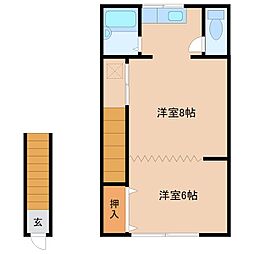 京王線 南平駅 徒歩3分の賃貸アパート 2階2Kの間取り