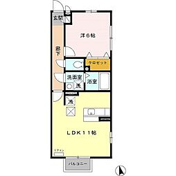 京王相模原線 多摩境駅 徒歩10分の賃貸アパート 1階1LDKの間取り