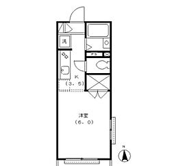 JR中央本線 八王子駅 徒歩15分の賃貸マンション 3階1Kの間取り