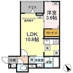 京王線 京王八王子駅 徒歩11分の賃貸アパート 1階1LDKの間取り