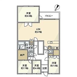 JR八高線 小宮駅 徒歩10分の賃貸マンション 1階4LDKの間取り