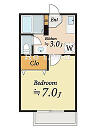 JR八高線 小宮駅 徒歩12分の賃貸アパート 1階1Kの間取り
