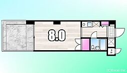 京王線 北野駅 徒歩8分の賃貸マンション 4階1Kの間取り