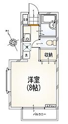 JR青梅線 東中神駅 徒歩5分の賃貸アパート 1階1Kの間取り