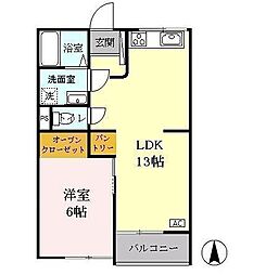メゾン梨花 1LDKの間取図画像