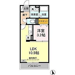 セゾントレビナ 1LDKの間取図画像