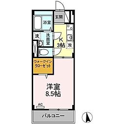 リリー 1Kの間取図画像