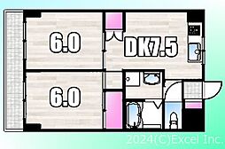 栗原ビル 2DKの間取図画像