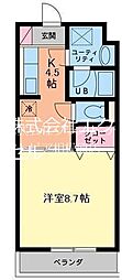 コンフィアンス 1DKの間取図画像
