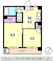 橋本ビル 2DKの間取図画像