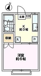 クレスト 1Kの間取図画像