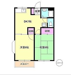 ファミーユ八王子 2DKの間取図画像