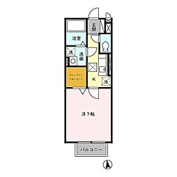 ハーモニー弐番館 1Kの間取図画像