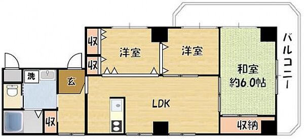 門真ロイヤル ｜大阪府門真市新橋町(賃貸マンション3LDK・7階・62.19㎡)の写真 その2