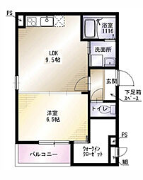 フジパレス上神田III番館 1階1LDKの間取り