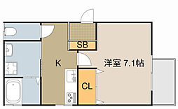 レユシール垣内 1階1Kの間取り
