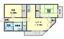 サニーコート石橋 2LDKの間取図画像