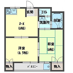 シティハイツ萱島 4階2DKの間取り