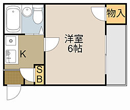 サンシャイン香里P-2 1Kの間取図画像