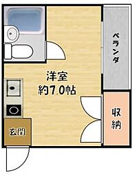 平池マンション ワンルームの間取図画像