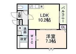 フジパレス大和田II番館 3階1LDKの間取り