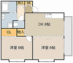 サニーハウス南 2DKの間取図画像