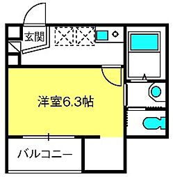 MELDIA大和田V 2階1Kの間取り
