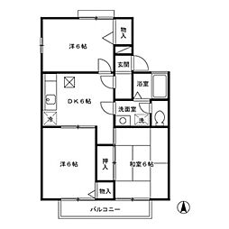 セジュールグランデ III 2階3DKの間取り