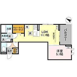 リーセント ビオラ 3階1LDKの間取り