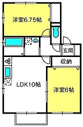 ロートガーデンＦ 1階2LDKの間取り