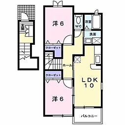 プリムヴェール 2階2LDKの間取り