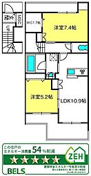 エクセルコートＥ 2階2LDKの間取り