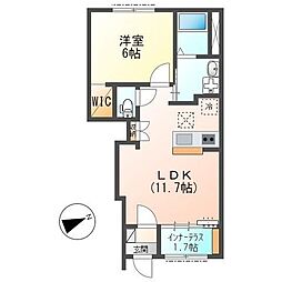 ルナーヴィラージュ 1LDKの間取図画像