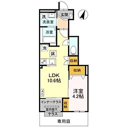 上尾市大字上尾下アパート 1LDKの間取図画像
