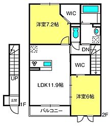 グランシャリオ 2LDKの間取図画像