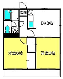 グリーンパレス本郷 2DKの間取図画像