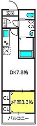 ジーメゾン上尾上 1DKの間取図画像