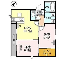 プルミエール大宮七里A 2LDKの間取図画像