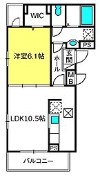 アプリコット 1LDKの間取図画像