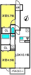 ルミナステラス 2LDKの間取図画像