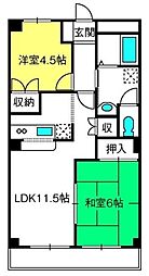 ロイヤルヒルズ 2LDKの間取図画像
