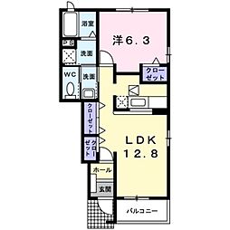 プロムナードローズ 1LDKの間取図画像