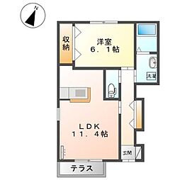 カーサ・コスモ 1LDKの間取図画像