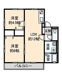 ハイマートB 2LDKの間取図画像